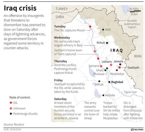 Iraq Map 16 June