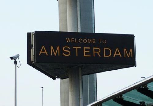 A "welcome to Amsterdam" sign