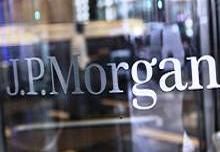 The entrance to JP Morgan Chase's international headquarters on Park Avenue is seen in New York