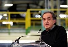 Fiat-Chrysler chief executive Sergio Marchionne makes a speech at the Fiat car factory in the southern city of Melfi 