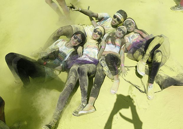 Participants cheer as they take part in The Color Run, Colombia